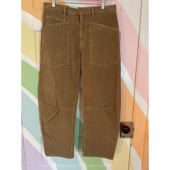 Nili Lotan Brown Corduroy Carpenter Pants Size 6 Made in USA Utility Style - Picture 1 of 8